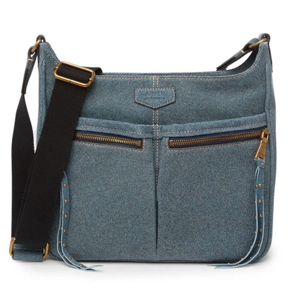 Aimee Kestenberg Denim Blue Leather Tribeca Shoulder Bag